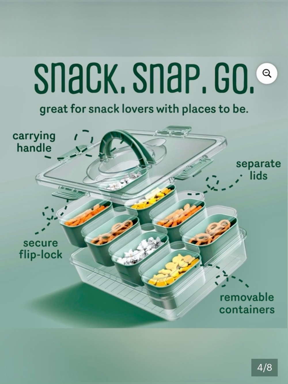 CWC Perfect On-The-Go Snack Box - Teal Green - Picture 2 of 6